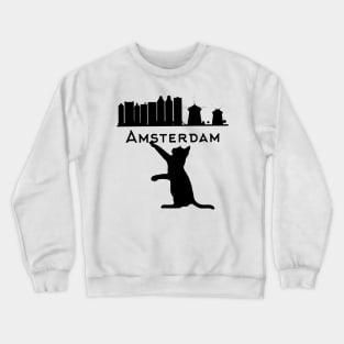 Amsterdam Skyline Cat cat lovers Crewneck Sweatshirt